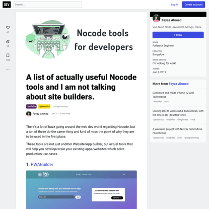 A list of actually useful Nocode tools and I am not talking about site builders.