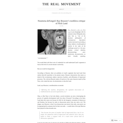 Noumena deFanged: Ray Brassier's toothless critique of Nick Land