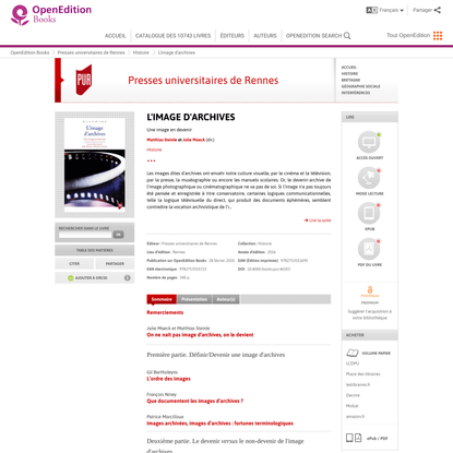 L’image d’archives : Une image en devenir