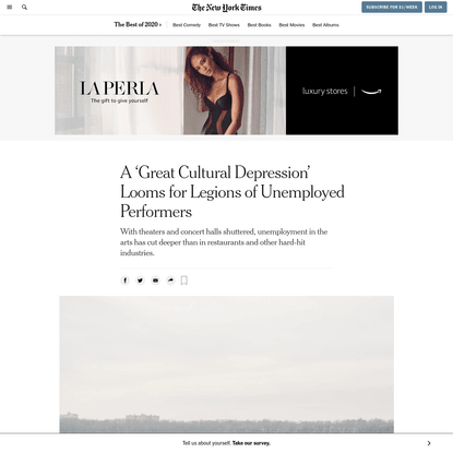 A 'Great Cultural Depression' Looms for Legions of Unemployed Performers - The New York Times