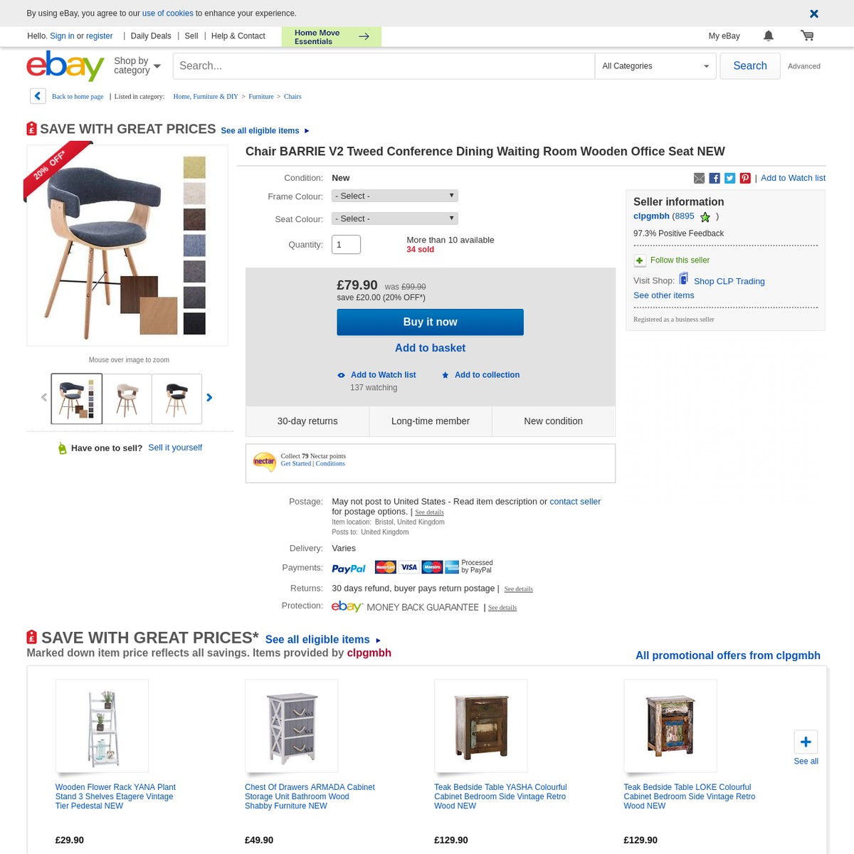 Chair BARRIE V2 Tweed Conference Dining Waiting Room Wooden Office Seat NEW eBay — Are.na