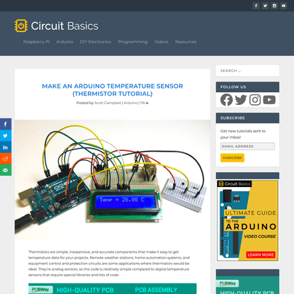 Make an Arduino Temperature Sensor (Thermistor Tutorial)