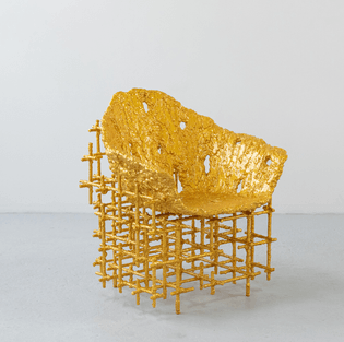 shell chair: red gold 