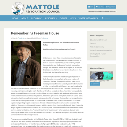 Remembering Freeman House - Mattole Restoration Council