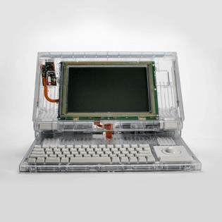 A clear case prototype of the apple macintosh portable backlit m5126