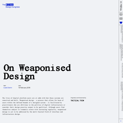 On Weaponised Design - A New Design Congress Essay