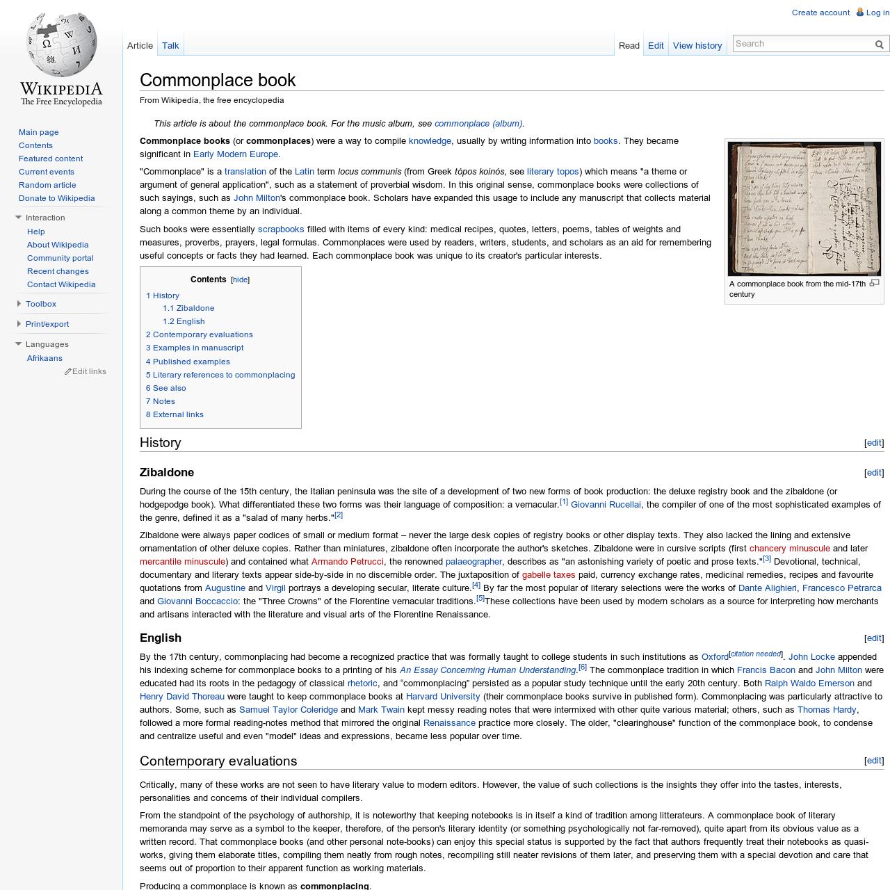 Commonplace book - Wikipedia, the free encyclopedia
