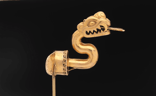 Serpent Labret with Articulated Tongue, A.D. 1300–1521, Aztec