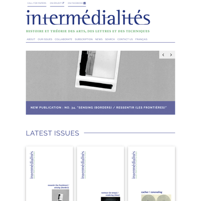 intermédialités – History and Theory of the Arts, Literature, and Technologies