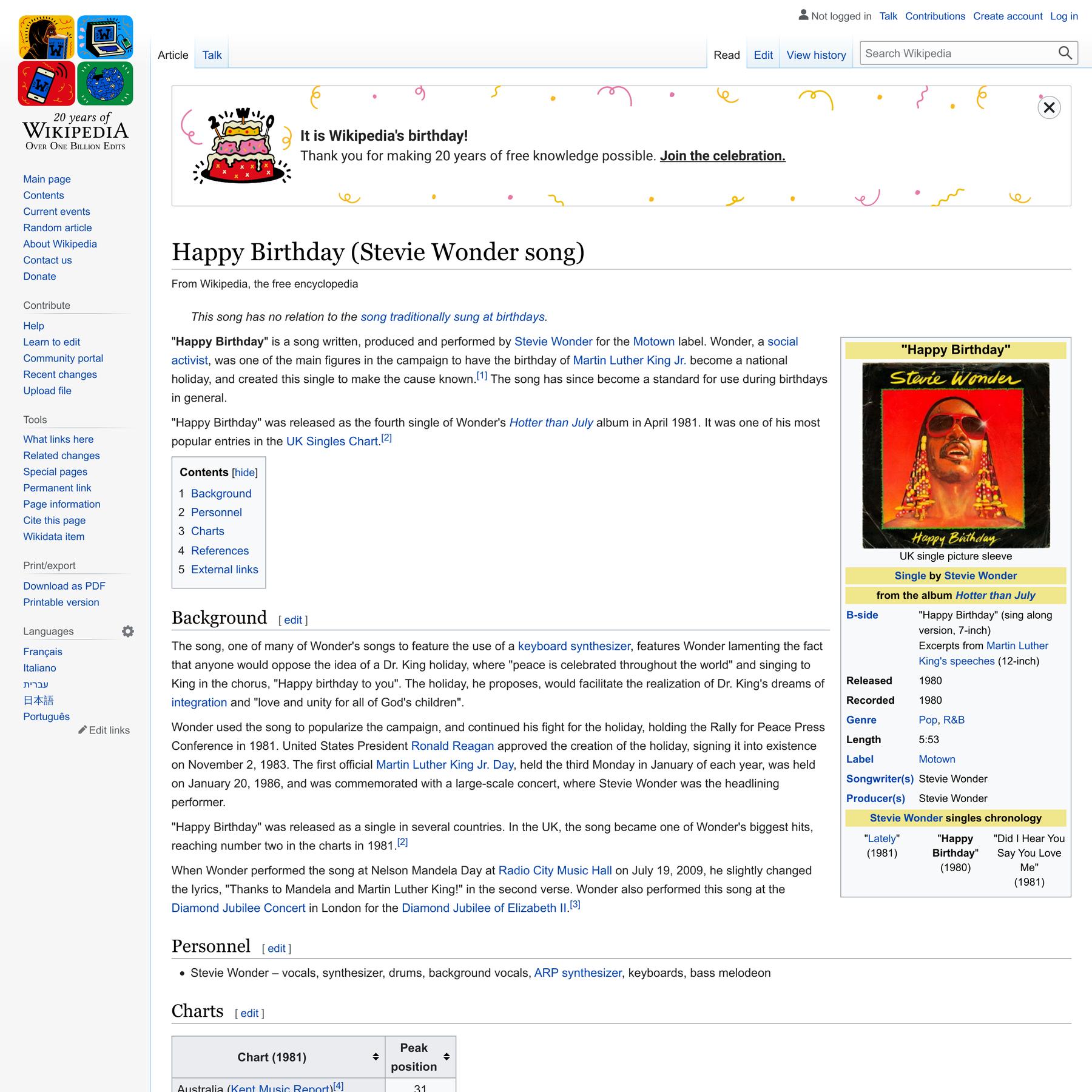 Happy Birthday (Stevie Wonder song) - Wikipedia