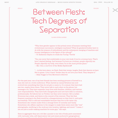 “Between Flesh: Tech Degrees of Separation”, Maya Indira Ganesh