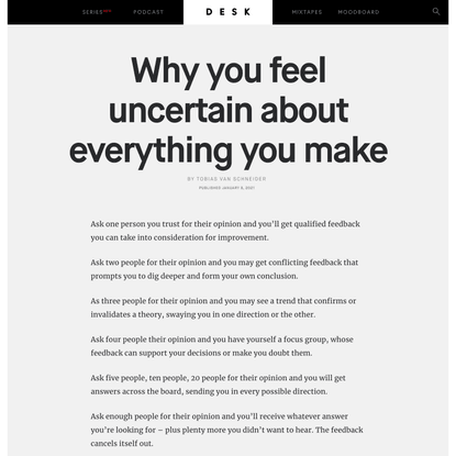 Why you feel uncertain about everything you make - DESK Magazine