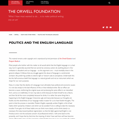 Politics and the English Language | The Orwell Foundation