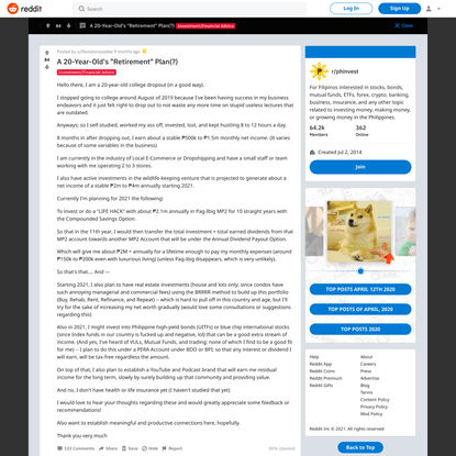 A 20-Year-Old's "Retirement" Plan(?): phinvest