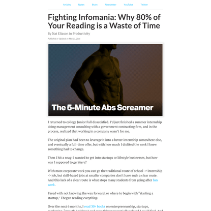 Fighting Infomania: Why 80% of Your Reading is a Waste of Time - Nat Eliason
