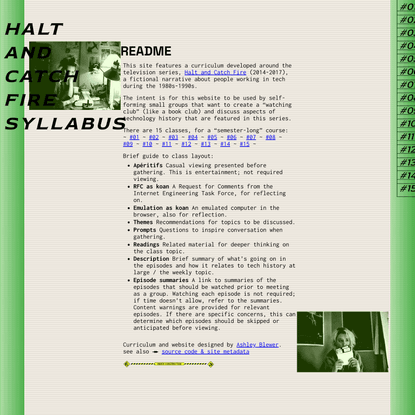 Halt and Catch Fire Syllabus - Halt and Catch Fire Syllabus