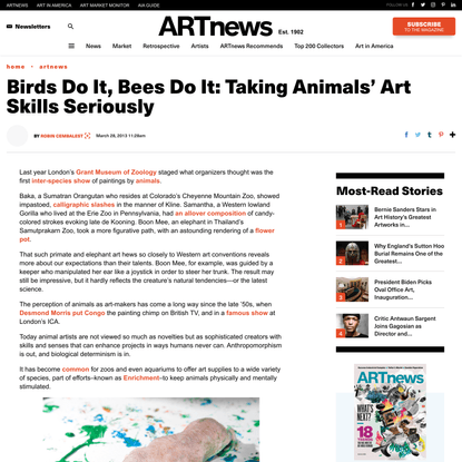 Birds Do It, Bees Do It: Taking Animals’ Art Skills Seriously