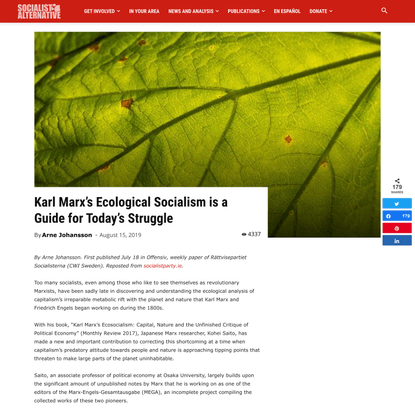 Karl Marx’s Ecological Socialism is a Guide for Today’s Struggle