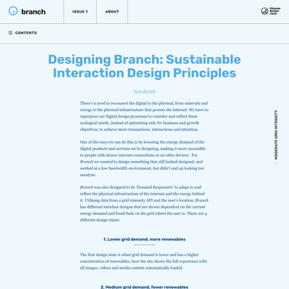 Designing Branch: Sustainable Interaction Design Principles - Branch