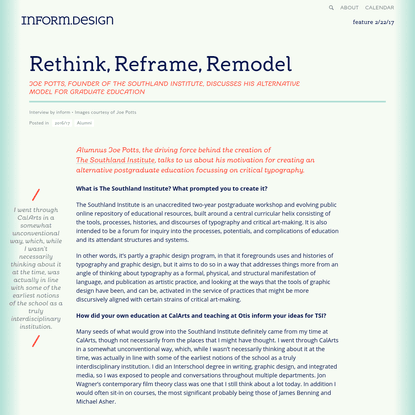 Rethink, Reframe, Remodel