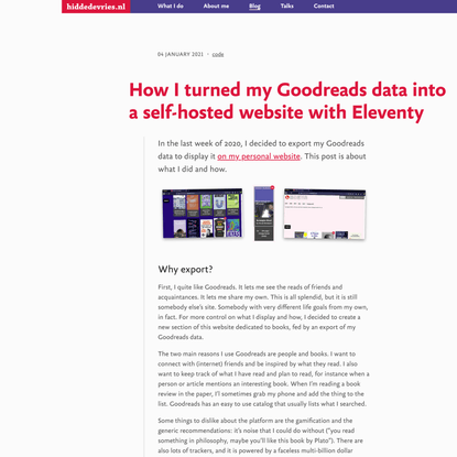 How I turned my Goodreads data into a self-hosted website with Eleventy