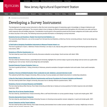 Developing a Survey Instrument (Rutgers NJAES)