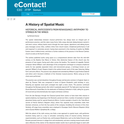 CEC — eContact! 7.4 — A History Of Spatial Music