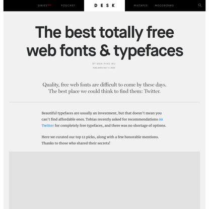 The best totally free web fonts &amp; typefaces - DESK Magazine