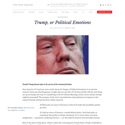 Trump, or Political Emotions