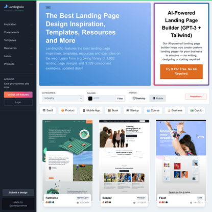 The Best Landing Page Design Inspiration, Templates, Resources and More | Landingfolio