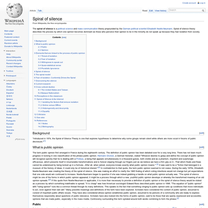Spiral of silence - Wikipedia, the free encyclopedia