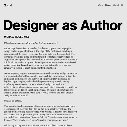 Designer as Author — 2x4