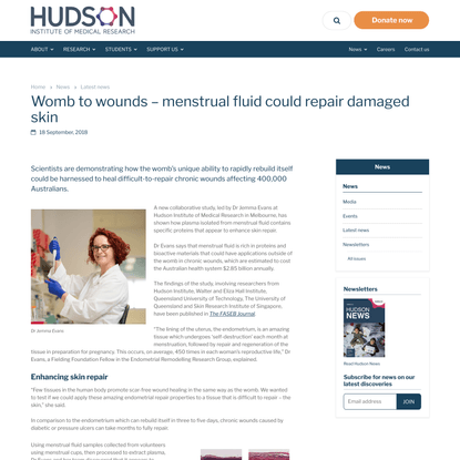 Womb to wounds – menstrual fluid could repair damaged skin | Hudson Institute of Medical Research