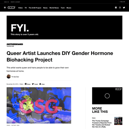 Queer Artist Launches DIY Gender Hormone Biohacking Project