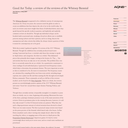 Good Art Today: a review of the reviews of the Whitney Biennial
