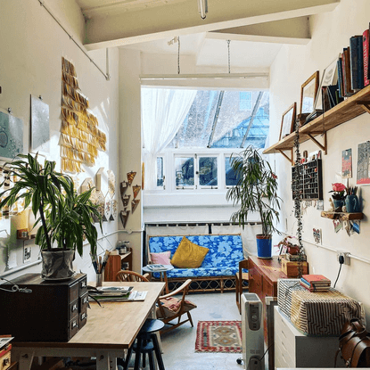 Harriet Lee-Merrion on Instagram: “A glimpse into my studio! Dirty windows and light streaming in, I love it! 🌞”