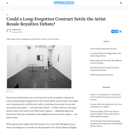 Could a Long-Forgotten Contract Settle the Artist Resale Royalties Debate?