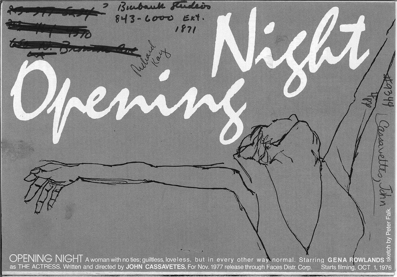 Opening Night poster drawn by Peter Falk