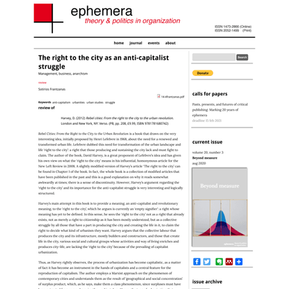 The right to the city as an anti-capitalist struggle | ephemera