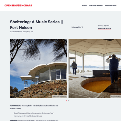 SHELTERING: A MUSIC SERIES || FORT NELSON - Open House Hobart