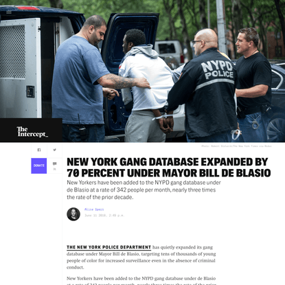 New York Gang Database Expanded by 70 Percent Under Mayor Bill de Blasio