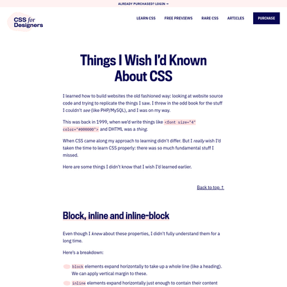 Things I Wish I'd Known About CSS