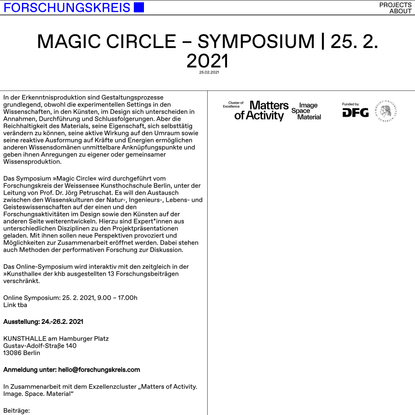 Magic Circle – Symposium | 25. 2. 2021 – Forschungskreis