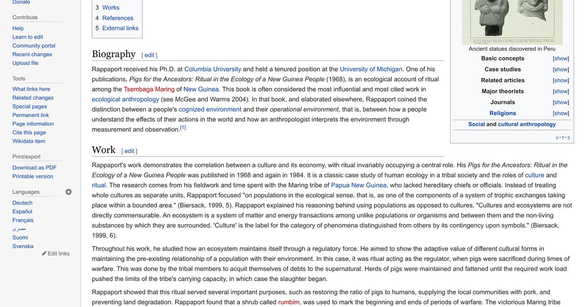 Roy Rappaport - Wikipedia | Are.na