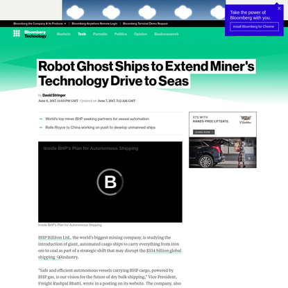 Robot Ghost Ships to Extend Miner's Technology Drive to Seas