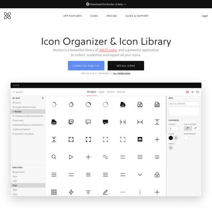Icon organizer and icon library | Nucleo