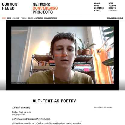 Alt-Text as Poetry / Convening 2020 / Common Field