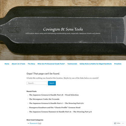Page not found – Covington &amp; Sons Tools