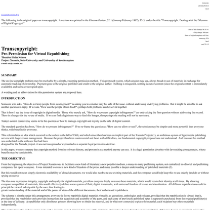 Transcopyright: Pre-Permission for Virtual Republishing