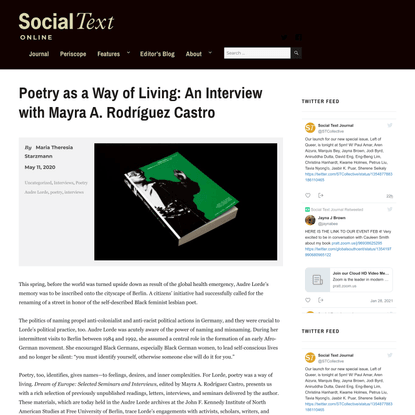 Poetry as a Way of Living: An Interview with Mayra A. Rodríguez Castro – Social Text